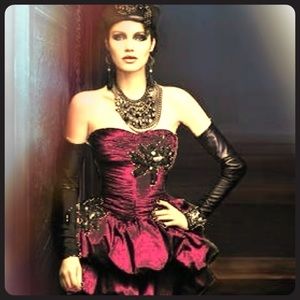 bebe Fuschia strapless dress, with sequins. XS.